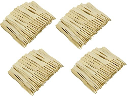 400 pezzi forchette in legno per aperitivo bamboo bambù usa e getta per feste buffet (400 pezzi)