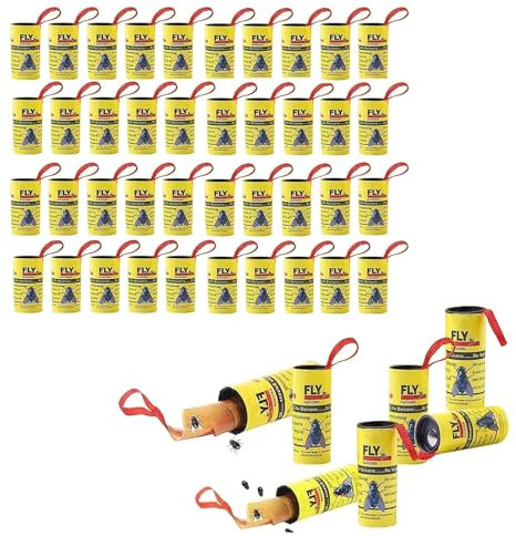 40 Pezzi Rotolini Acchiappamosche, Rotolini Trappola Mosche per Frutta appiccicosa per Interni Esterni Uso di Mosche, zanzare e Altri Insetti Volanti