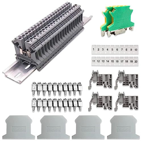 Riisoyu Kit di Morsettiere Su Guida DIN, Kit Terminali Passanti Morsettiere Classe Universale Morsettiere a Crimpare Kit di Blocco per il Collegamento e la Conversione dei Circuiti