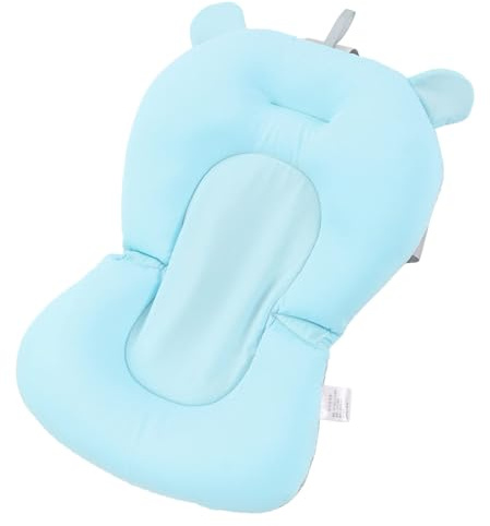 Almohadilla de Baño para bebé Asiento de Baño para bebé, Cojín de Baño para bebé Alfombrilla de Bañera para Recién Nacido, Almohada de Bañera para bebé con Red de Apoyo para Baño (Oso azul)