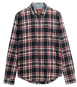 Superdry L/S Cotton Lumberjack Shirt Tricot, Bleu Marine (Kansas Check Navy), XL Homme