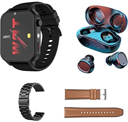 ASVIL 4G Internet Smartwatch Phone 4GB 64GB Android 9.0 GPS 1.99 Screen Dual Camera SIM Card Men's Sports Watch wrist watch (Color : Super Package, Size : 4G+16G)(4G+16G,Add Steel Strap)