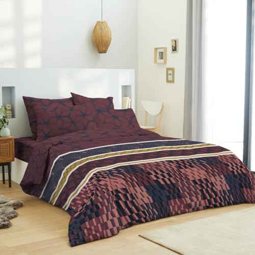 UNIVERSDECOR Set completo copripiumino reversibile per letto 180 x 200 cm King Size (pacchetto completo HDC per letto 180 x 200, Stella Choco)
