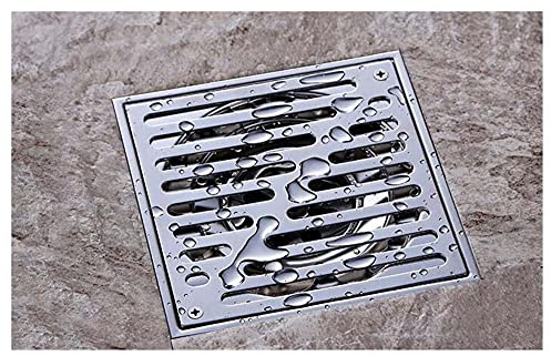 TIYGHI Bodenablauf 15 cm x 15 cm. SUS304. Edelstahl-Duschbodenablauf mit abnehmbarem Deckel gebürstete Abtropfablagerung