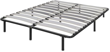 i-flair Metallbett Deck 160x200 cm - Stabiler Metall-Lattenrahmen auf Füßen mit Breiten Latten - Lattenrost für alle Betten und Matratzen geeignet