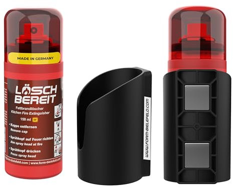 LöschBereit: Kompaktes Feuerlöschspray für Grill, Haushalt, Küche, Camping | Dank magnetischem Halter vielseitig einsetzbar wiederverwendbar | ohne Druck- und Treibgas: Keine Explosionsgefahr