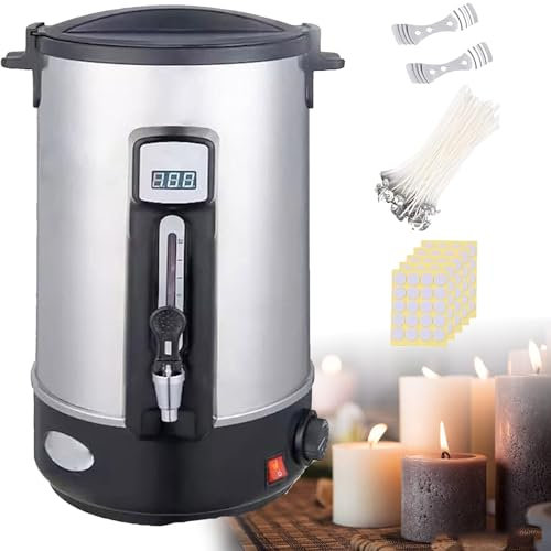 LINTAIZUO Wachsmeldes für Kerzenherstellung mit Ausguss, GroßE KapazitäT, Elektrischer GroßEr Schmelztiegel, mit Abnehmbarem Ausguss, für Die Massenproduktion von Kerzenseifen,35L