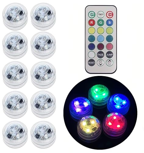 Anziner Led Teelichter mit Fernbedienung, batteriebetriebene farbwechselnde LED-Lichter wasserdicht,Wasserdicht für Unterwasser-Pool, Vase, Aquarien, Hochzeit, Halloween, Weihnachten