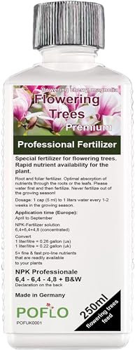 POFLO Flowering trees HIGH-TECH NPK complete fertilizer plants fertilizer for magnolias, tulip trees, bluebell trees, trumpet trees, ornamental cherries, flowering dogwoods etc. (250ml)