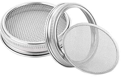 Cabilock 4 Stück Siebdeckel Weithals-Glasdeckel sprießende Deckel Keimdeckel Glasflaschen weckgläser sprießen kann Keimglas breiter Mund Dosendeckel Metall Filterabdeckung Startseite