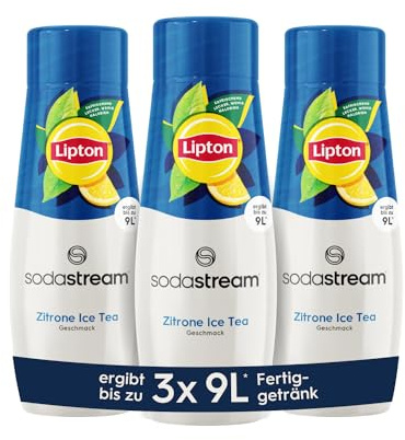 SodaStream Sirup 3x Lipton Ice Tea Zitrone, 1x Flasche ergibt 9 Liter Fertiggetränk, Sekundenschnell zubereitet und immer frisch, 3x 440 ml