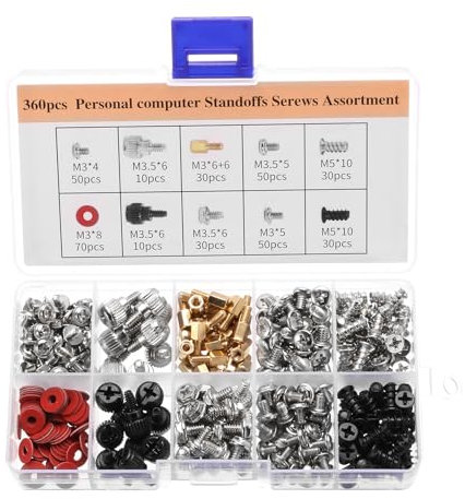 sourcing map 360pcs PC Computer Screws Standoffs Set Kit, for Hard Drive Computer Case Motherboard Fan Power Graphics