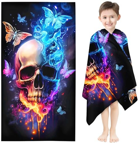 Fadaing Totenkopf Strandtuch 90x180 cm Skull Blume Badetuch Strandlaken Skull Handtücher 50x100cm Für Yoga Sauna Badetuch Groß 100x200cm Microfaser Handtücher (10,80 x 150 cm)