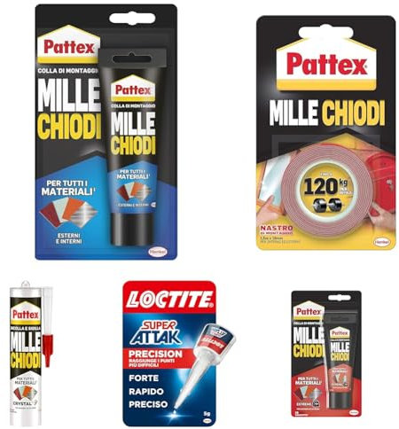 Pattex Millechiodi Esterni & Interni, adesivo extra forte per montaggi esterni, adesivo resistente per legno, ceramica, metallo, con presa immediata, 1x100g blister
