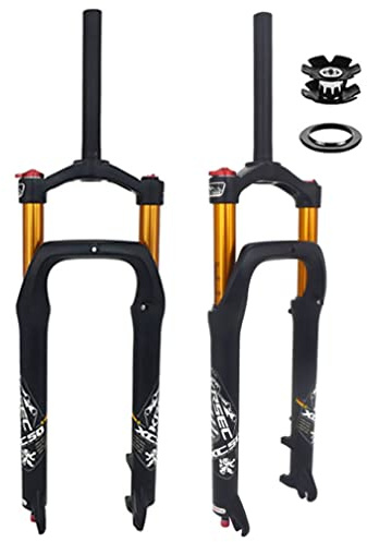 26x4,0 Zoll Fatbike-Gabel, Mountainbike-Federgabel, Federweg 120 mm, MTB-Luftgabel, Abstand Nabe 135 mm, 28,6 mm gerade Krone, Lockout, Dämpfung einstellbar, 9 mm QR, Snow Beach-Vorderradgabel