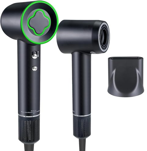 Asciugacapelli Ionico AC 1600W Diffusore, 2 Velocità 4 Temperature (Nero)