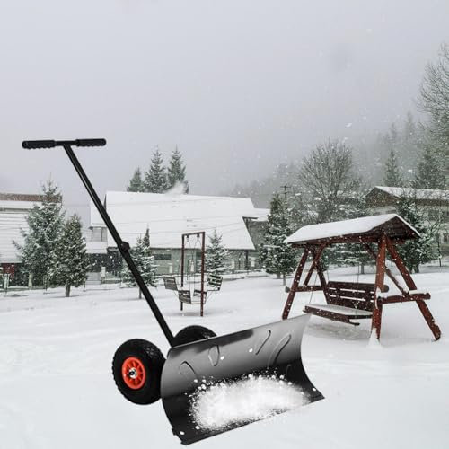 Spazzaneve Rotante in Metallo Resistente, con Impugnatura Antiscivolo E Regolabile Spingineve Rotante, Paletta Extra Larga per Raschiare La Neve per Passaggi Pedonali, Cortili da Giardino, Rimozione