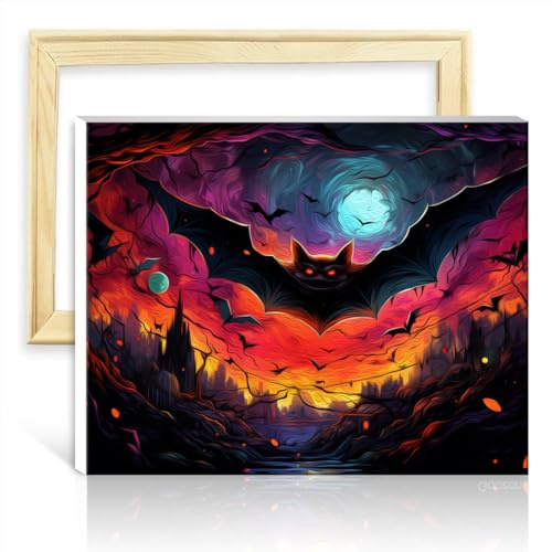 TANGFEIY Ölgemälde-Set auf Leinwand, Fledermäuse, Malset für Erwachsene mit Pinseln und Acrylpigmenten für die Wanddekoration zu Hause, Geschenk für Erwachsene und Kinder, ohne Rahmen (40 x 50 cm)