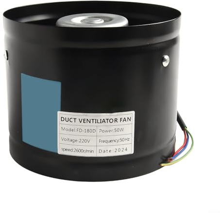 Ventola silenziosa da 180 mm con velocità di 2800 giri/min, perfetta per esaurire i fumi dell'olio in cucine e bar (nero)