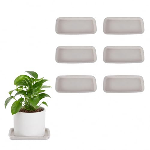 Supvox Pflanzen Untersetzer 6 Stück - Rechteckig 25 x 12 cm aus PP-Kunststoff - Stabile Bodenschalen für Garten und Terrasse - Beige Schalen für Blumentöpfe