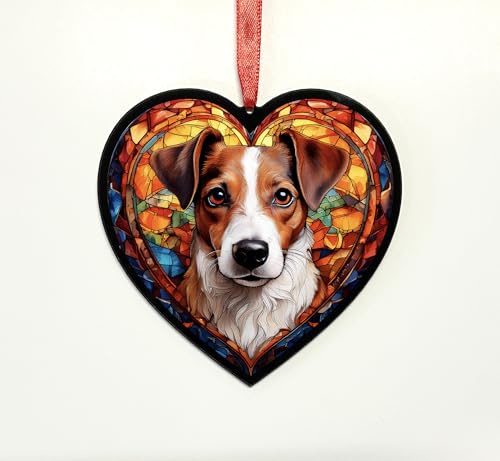 Jack Russell Heart Suncatcher - Memorial or Gift for Dog Lovers - 13cm
