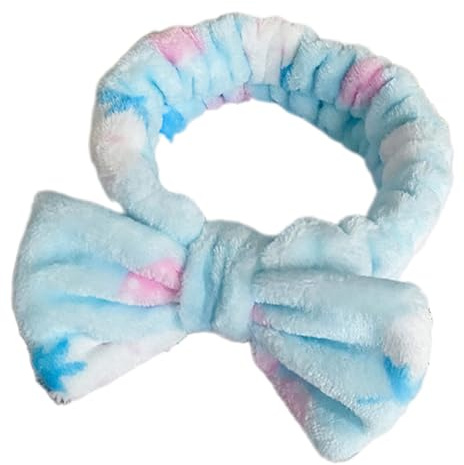 Elastisches Haarband mit Schleife, Plüsch, für Damen und Mädchen, für Make-up und Gesichtswaschzubehör, Haarband