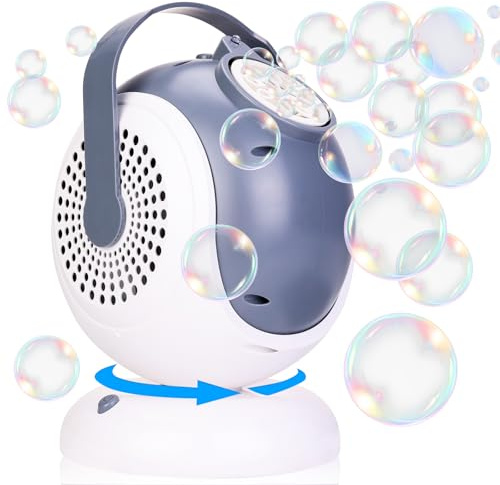 Máquina de Burbujas 360° con Luces LED - Máquina Automática Giratoria de Burbujas para Niños, Juguete de Fiesta y Jardín, Funciona con Pilas (Pilas No Incluidas)