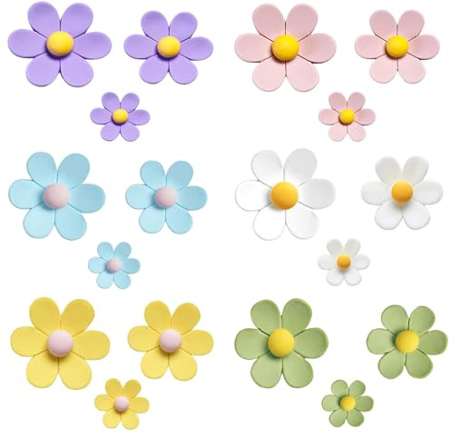 HAFRILY 18Pcs 3D Daisy Flower Fridge Magnets Strong Whiteboard Magnets Mini Cute Magnet for Whiteboard Refrigerator Office Kitchen Locker Car