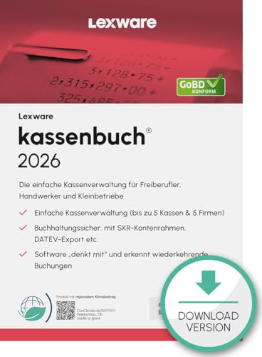Kassenbuch Version 2026 Download Jahresversion (365 Tage) | PC Aktivierungscode per Email | PC Aktivierungscode per Email