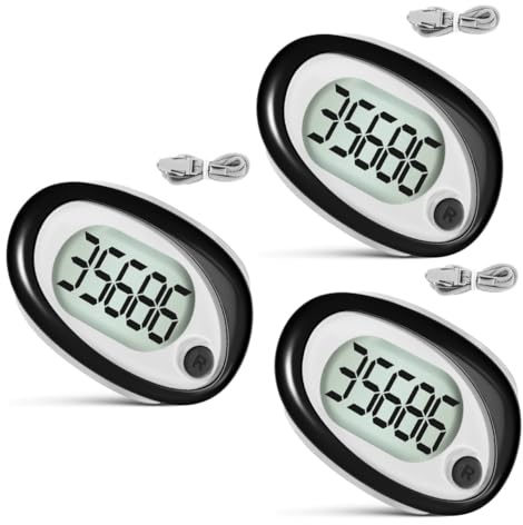 Toyvian 3pcs Portable Pedometer Clip Step Counter with Lanyard Accurate Fitness Tracker for Walking Running and Hiking Lightweight Design for Easy Carrying and User Friendly Operation