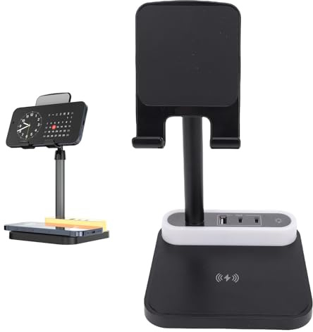 Bewinner 4 in 1 Wireless Charging Station with Night Light,15W Fast Qi Charger, Phone Stand, USB C USB A Ports,Detachable Design for Bedside Table, Home, Office, Travel