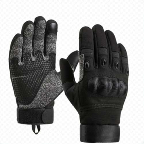 HEYANN Guantes de ciclismo para hombre de invierno, resistentes a los golpes, para pantalla táctil, para invierno, para hombre, moto, escalada, senderismo, ciclismo, esquí (negro completo, XXL)