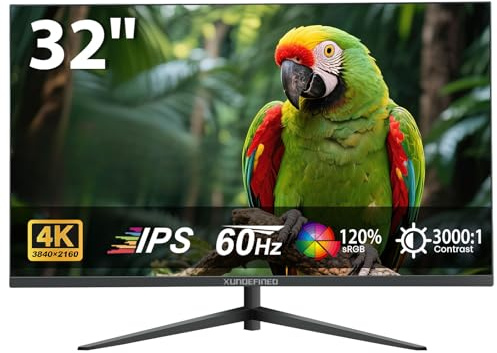 Monitor 4K UHD de 32 pulgadas, monitor de computadora IPS rápido de 3840 x 2160, contraste 3000:1, sRGB 120%, filtro de luz azul, sincronización libre, pantalla de cero marco con HDMI, DisplayPort