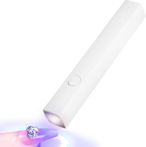 Kleiner UV Lampe für Gel Nägel, Wiederaufladbar, 186mah | Kunststoffgehäuse in Weiß, Zwei Timer Modi, für Maniküre und Unterwegs