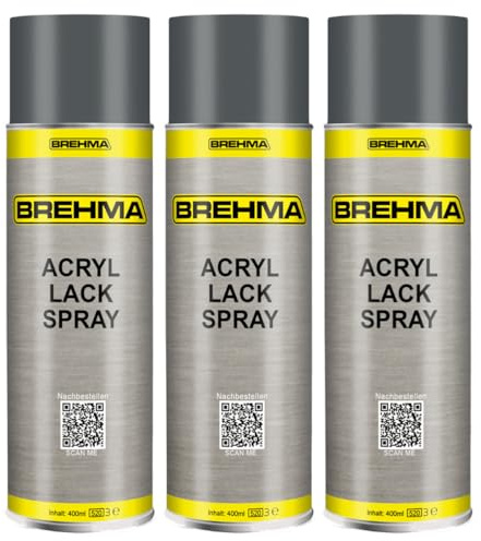 BREHMA 3x Acryl Lackspray Ral 7012 Basaltgrau matt Lack Farbe Sprühfarbe 400ml