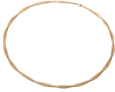 Daesar Kette Damen Gold 585 Echtgold, Collier Halskette Doppellagig Kette Gold 45CM Wasserfest