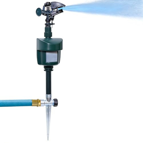Aspersor con sensor de movimiento, rociador de agua de jardín con estaca, aspersor automático para animales, color verde