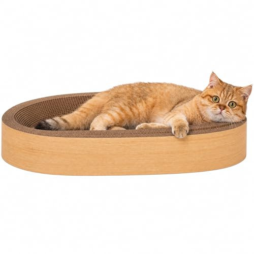 Rascador Ovalado Grande para Gatos, 60 * 45 * 9cm Espacio Generoso, Diseño Seguro y Cómodo, Cartón Corrugado