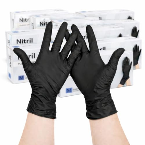 buxmed 1.000 Stück Nitrilhandschuhe M Einweg Schwarz, Einweghandschuhe, Handschuhe, Einmalhandschuhe Nitril, Untersuchungshandschuhe, Latexfreie Gloves, Küchen Zubehör, Tattoo & Friseur Zubehör