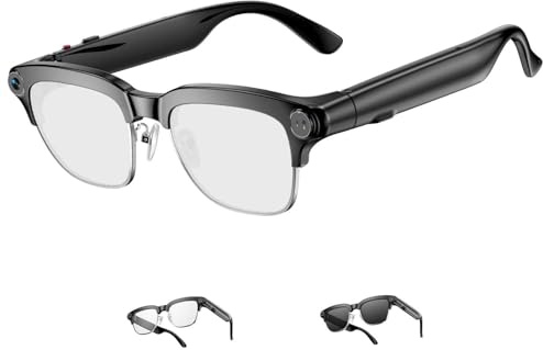TOOBUR AI Smart Glasses mit 8MP Kamera, 1080P Anti-Shake HD Video, 2 Paar Linsen, Echtzeitübersetzung & Sprachassistent, Bluetooth-Anrufe & Offene-Ohr-Audio für Vlogging, Reisen & Meetings