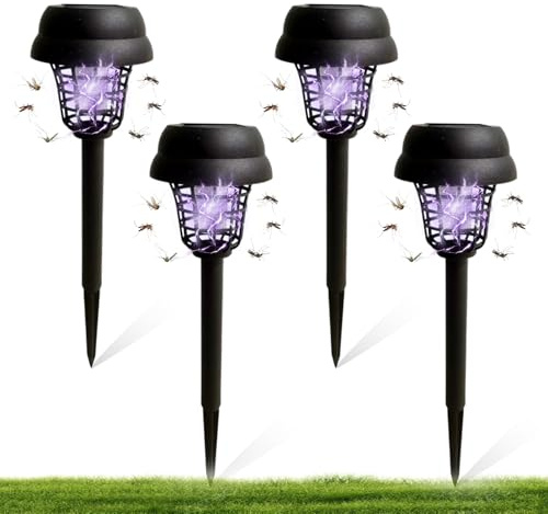2/4PCS Piège à Moustiques Solaire, Anti Moustique Jardin,Étanche (A-4PCS) | 2 en 1 Anti-Moustiques et éclairage,Lampe Anti-Moustique Prise de Sol,Lampe Anti Moustique Exterieur,pour Jardin,Cour,Camping