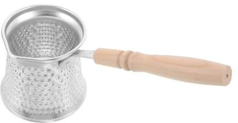 POPETPOP Cafetera Turca de Cobre de 350ml con Mango de Madera Resistente al Calor para Cocina y Hogar, Diseño Elegante y Duradero para Preparar Café Árabe