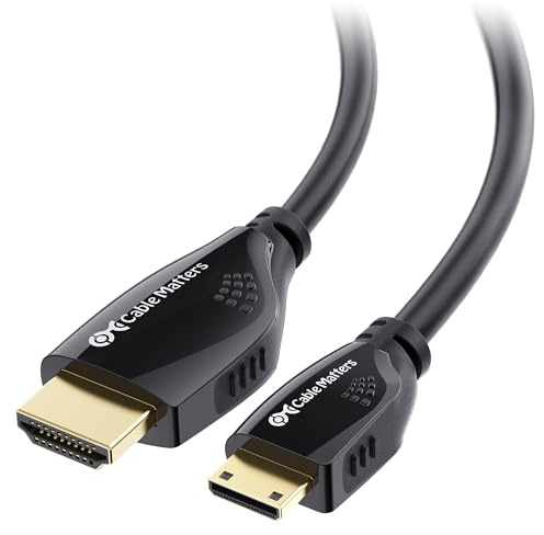 Cable Matters Cable Mini HDMI a HDMI de Alta-Velocidad, 4K, 7,5 m | 4K@30Hz, Tablet, Nikon/Sony/Canon DSLR y Raspberry Pi Zero, Mini-HDMI-a-HDMI-conexión