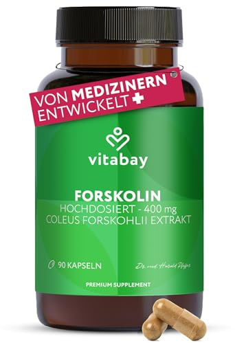 Vitabay Forskolin 400 mg – 90 vegane Kapseln – Coleus-forskohlii-Extrakt – Vegan & laborgeprüft – Vorrat für 3 Monate