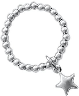 Beau Soleil Jewelry 925 Sterling Silber Kugel-Ring mit Stern Anhänger Ring