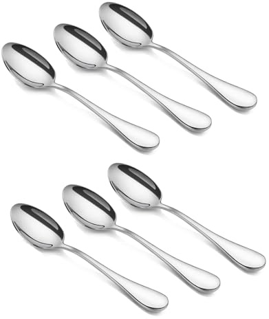 HornTide 6-Piece Mini Tea Spoon Set Dessert Coffee Spoon Flatware Stainless Steel Mirror Polishing 5.5-Inch 14cm
