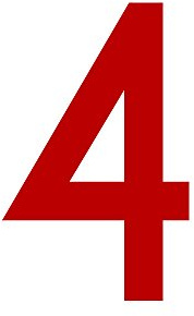 Zahl 4 in rot, 30 cm großer Sticker, wetterfeste Klebezahl | Selbstklebende Klebefolie für Hausnummern an Tür, Tor, Garage, Schaufenster und allen glatten Oberflächen