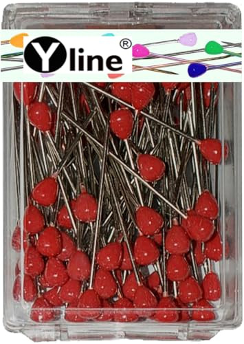 100 Stück Tapezierstecker mit Kunststoffkopf rot ca. 60 mm, Schmuck- Nadeln Stecknadeln groß, 0717-RO