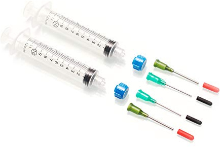 Dispense All - Mini Industrial Syringe Pack - 10ml Luer Lock Syringes, 14 and 18 Gauge Blunt Needles, Covers and Syringe Caps | Precision Crafting, Gluing, Refilling Pens and Empty Cartridges, Repairs