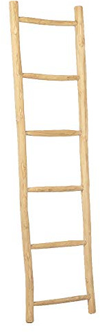 Teak Deko-Leiter KEPALA H180cm Natural Handtuchhalter Kleiderständer Holzleiter